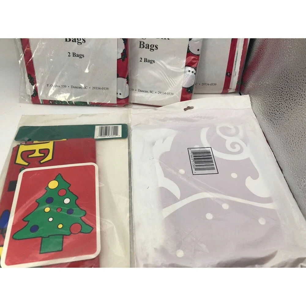 Vintage SALLY FOSTER  Holiday CHRISTMAS Huge Gift Bags Plus 2 Bike Bags 8 Total